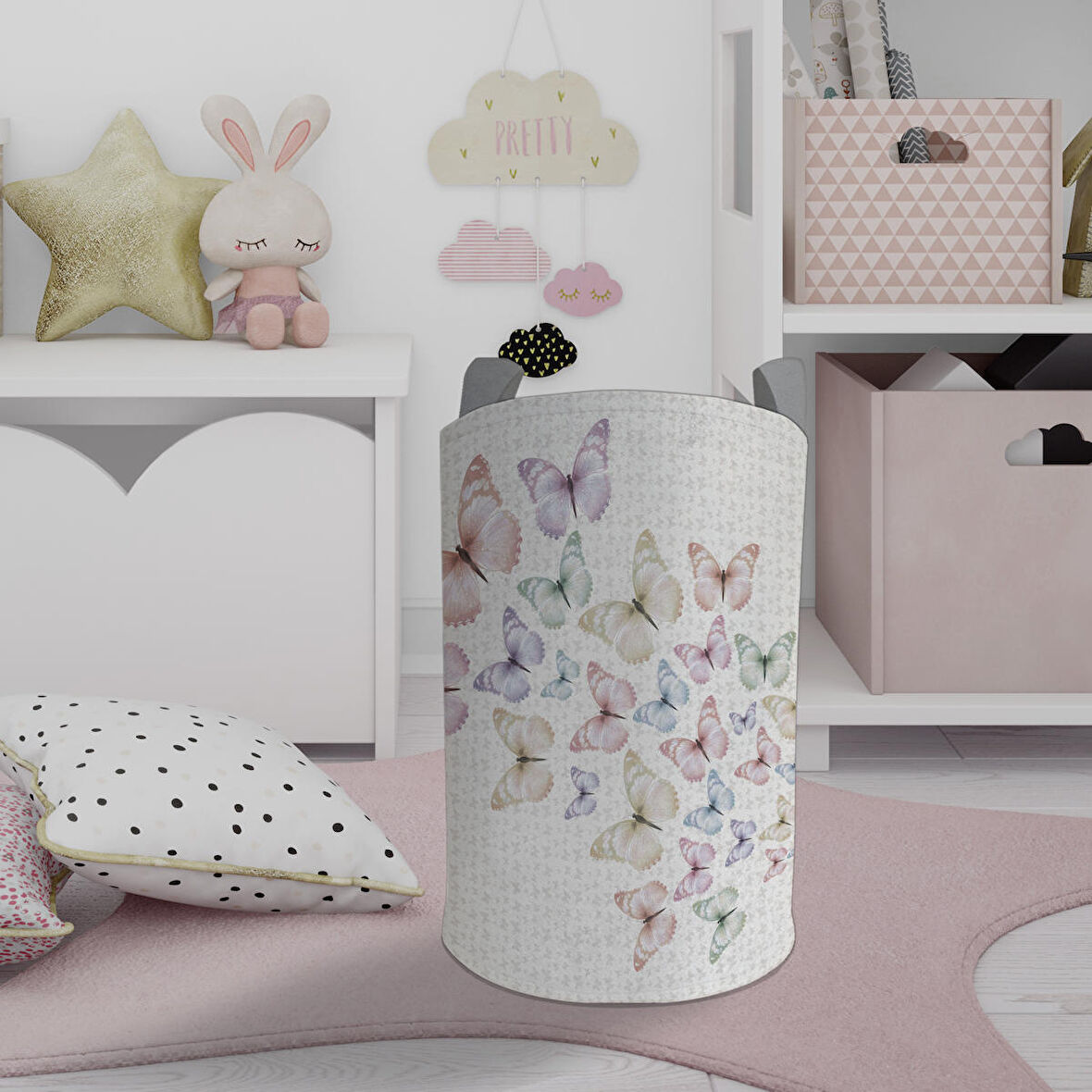 MEKTA HOME BEBEK VE ÇOCUK ODASI Uçan Kelebek Desenli Oyuncak Sepeti