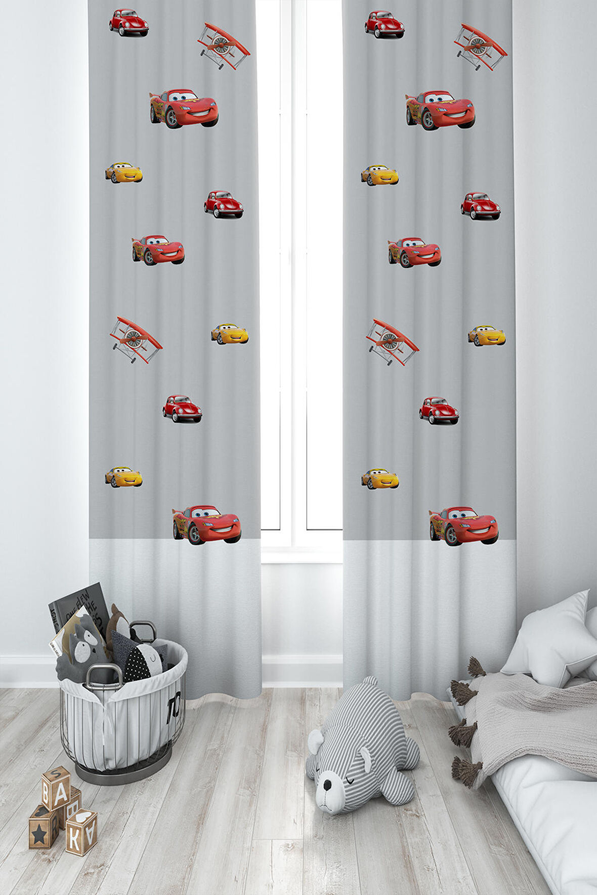 MEKTA HOME BEBEK VE ÇOCUK ODASI Çarpım Tablolu ve Yol Desenli Eğitici 2 Kanat Fon Perde