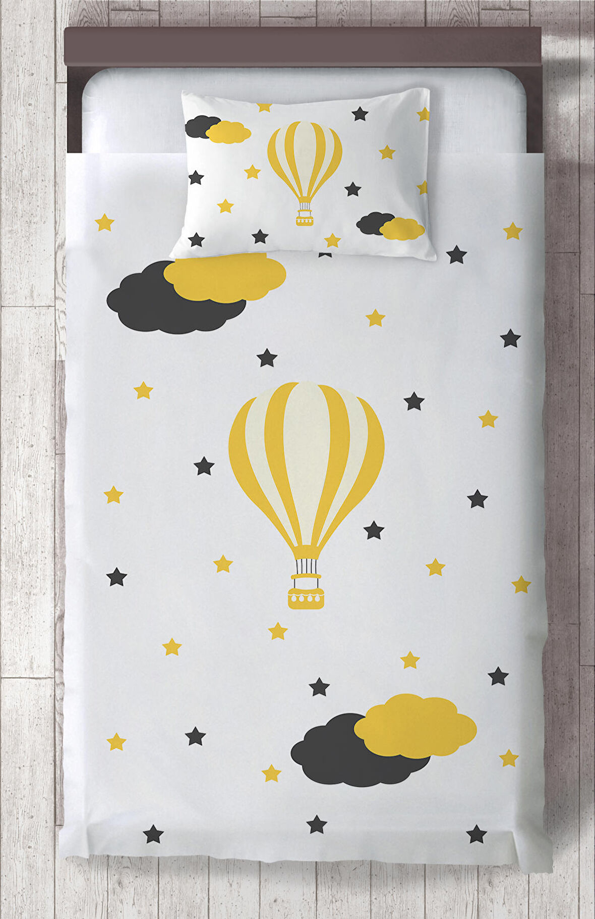 MEKTA HOME BEBEK VE ÇOCUK ODASI Uçan Balon Desenli Yatak Örtüsü