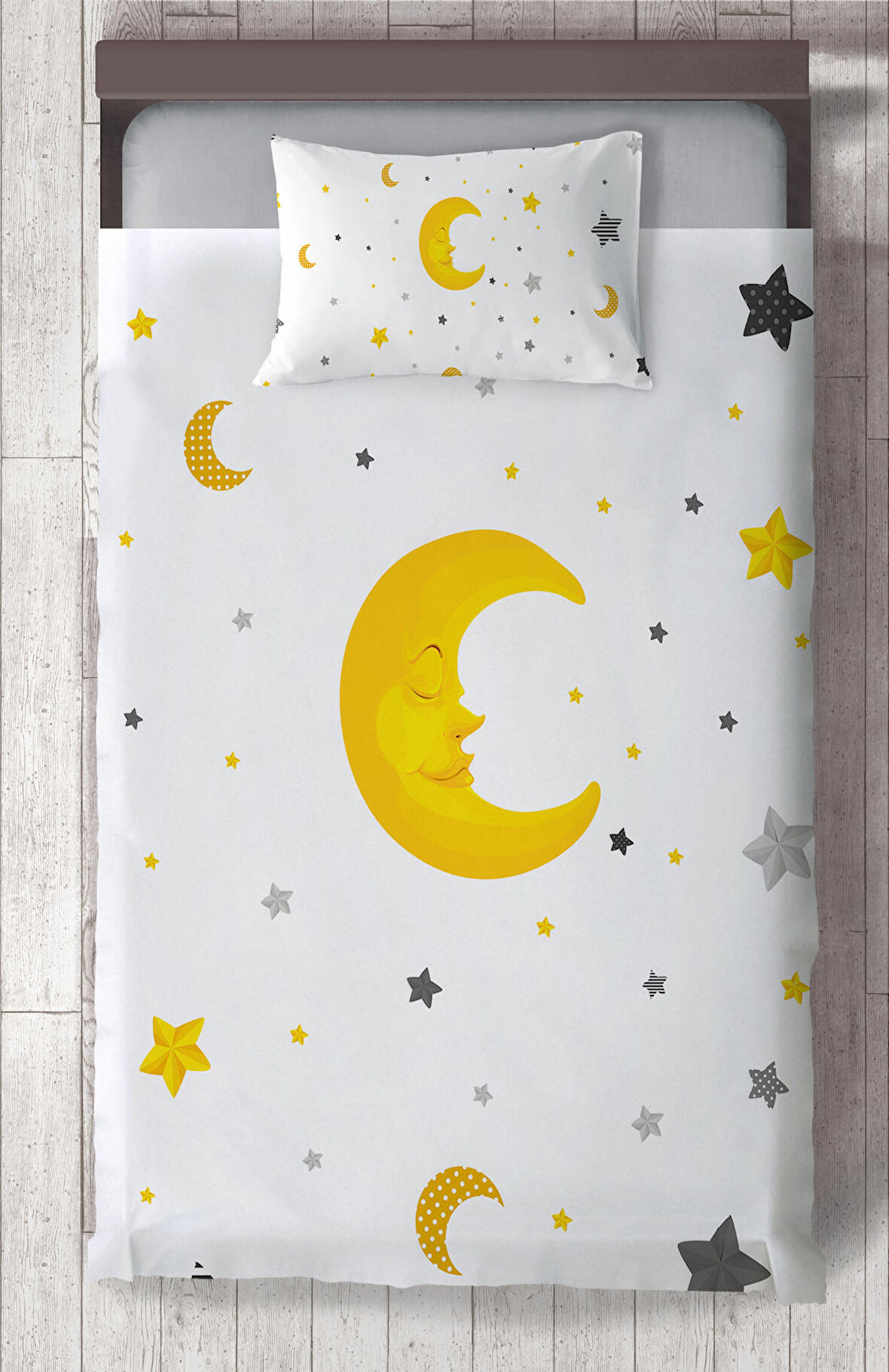 MEKTA HOME BEBEK VE ÇOCUK ODASI Ay ve Yıldız Desenli Yatak Örtüsü