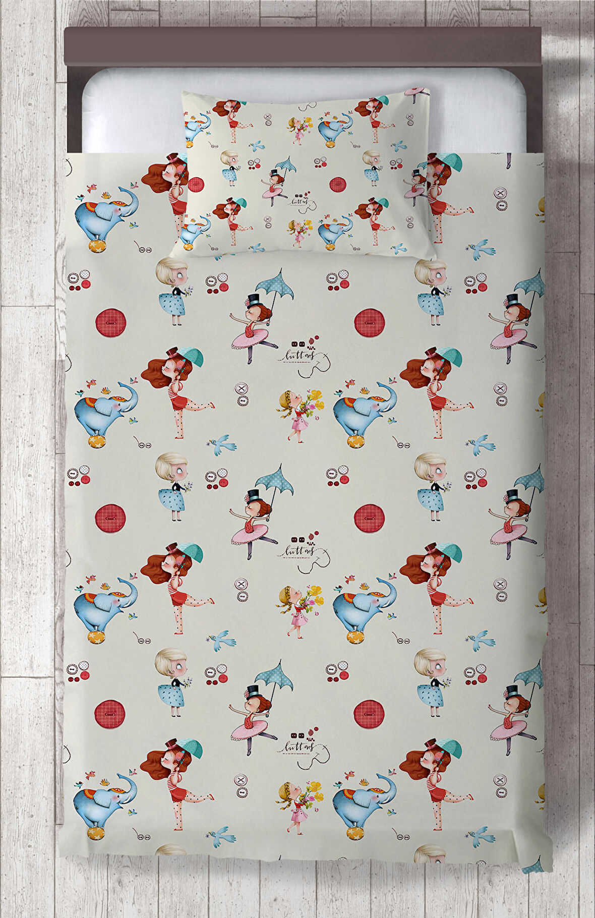 MEKTA HOME BEBEK VE ÇOCUK ODASI Renki Sirk Desenli Yatak Örtüsü