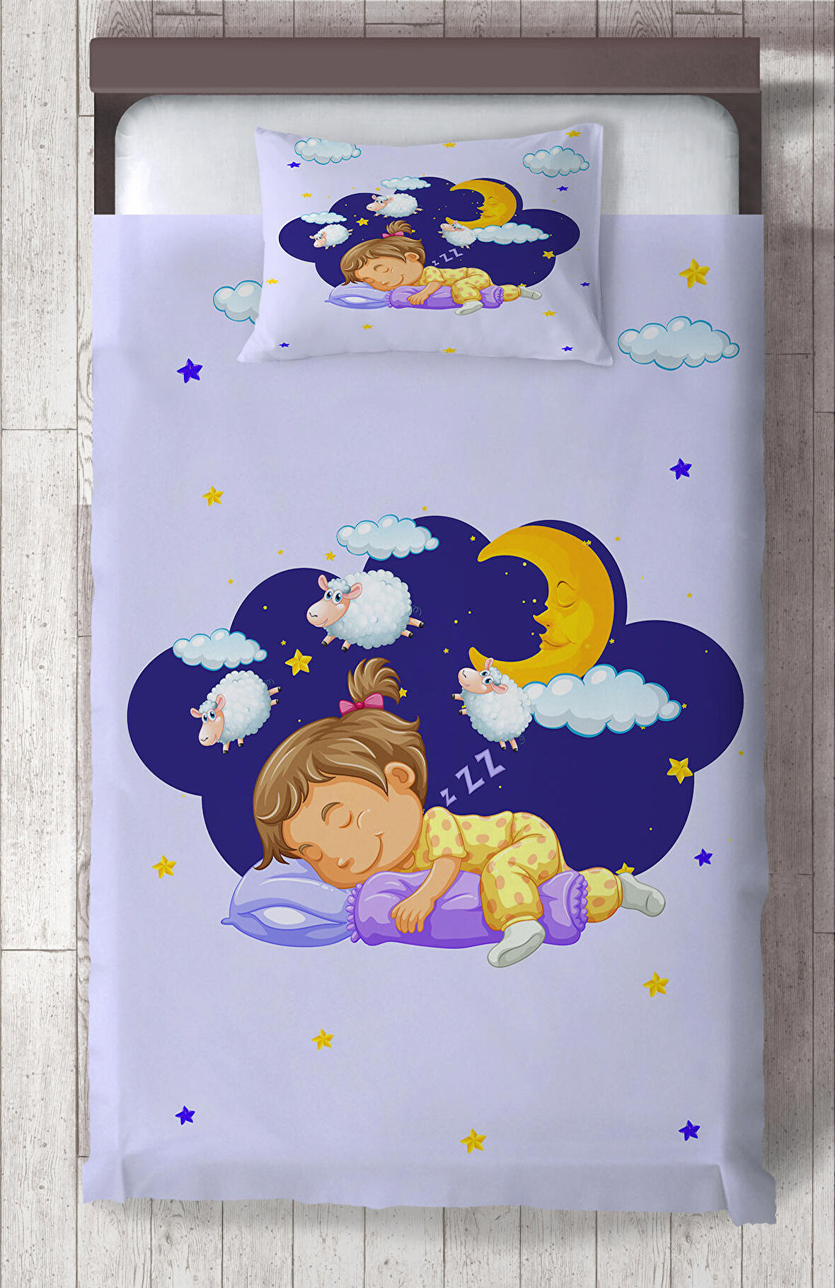 MEKTA HOME BEBEK VE ÇOCUK ODASI Uyuyan Çocuk Desenli Yatak Örtüsü