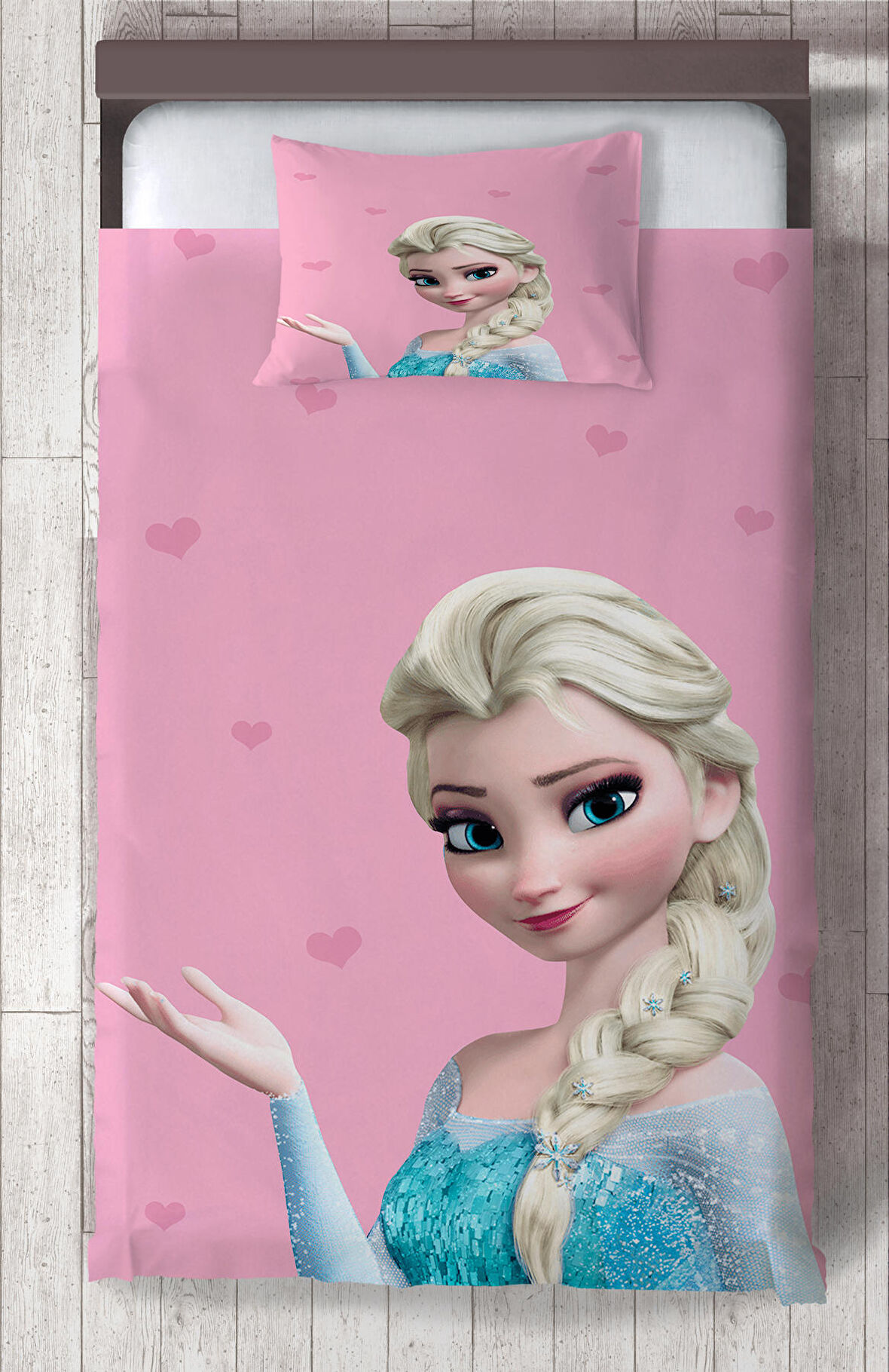 MEKTA HOME BEBEK VE ÇOCUK ODASI Pembe Elsa Desenli Yatak Örtüsü