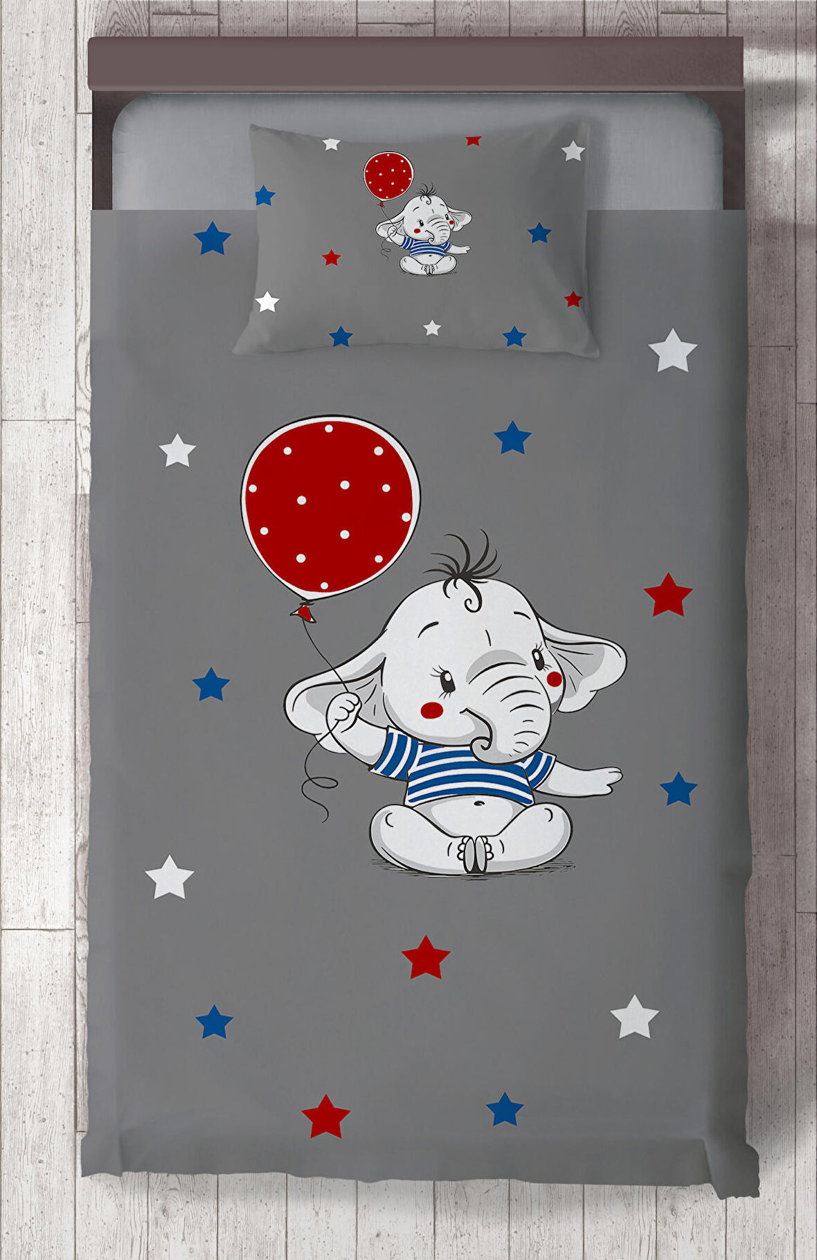 MEKTA HOME BEBEK VE ÇOCUK ODASI Filli Kırmızı Balon Desenli Yatak Örtüsü