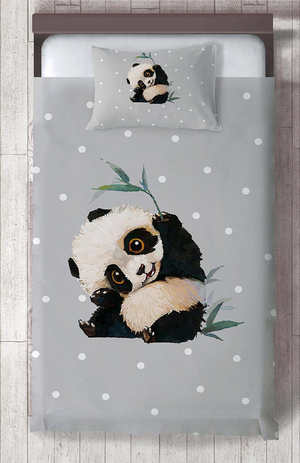 MEKTA HOME BEBEK VE ÇOCUK ODASI Sevimli Panda Desenli Yatak Örtüsü