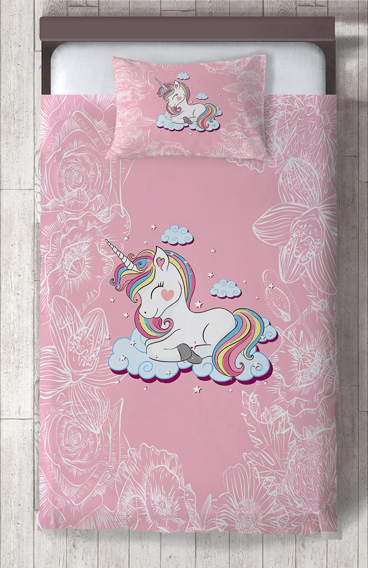 MEKTA HOME BEBEK VE ÇOCUK ODASI Unicorn ve Seksek Desenli Yatak Örtüsü