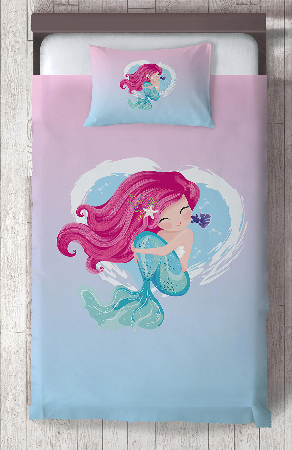 MEKTA HOME BEBEK VE ÇOCUK ODASI Deniz Kızı Desenli Yatak Örtüsü