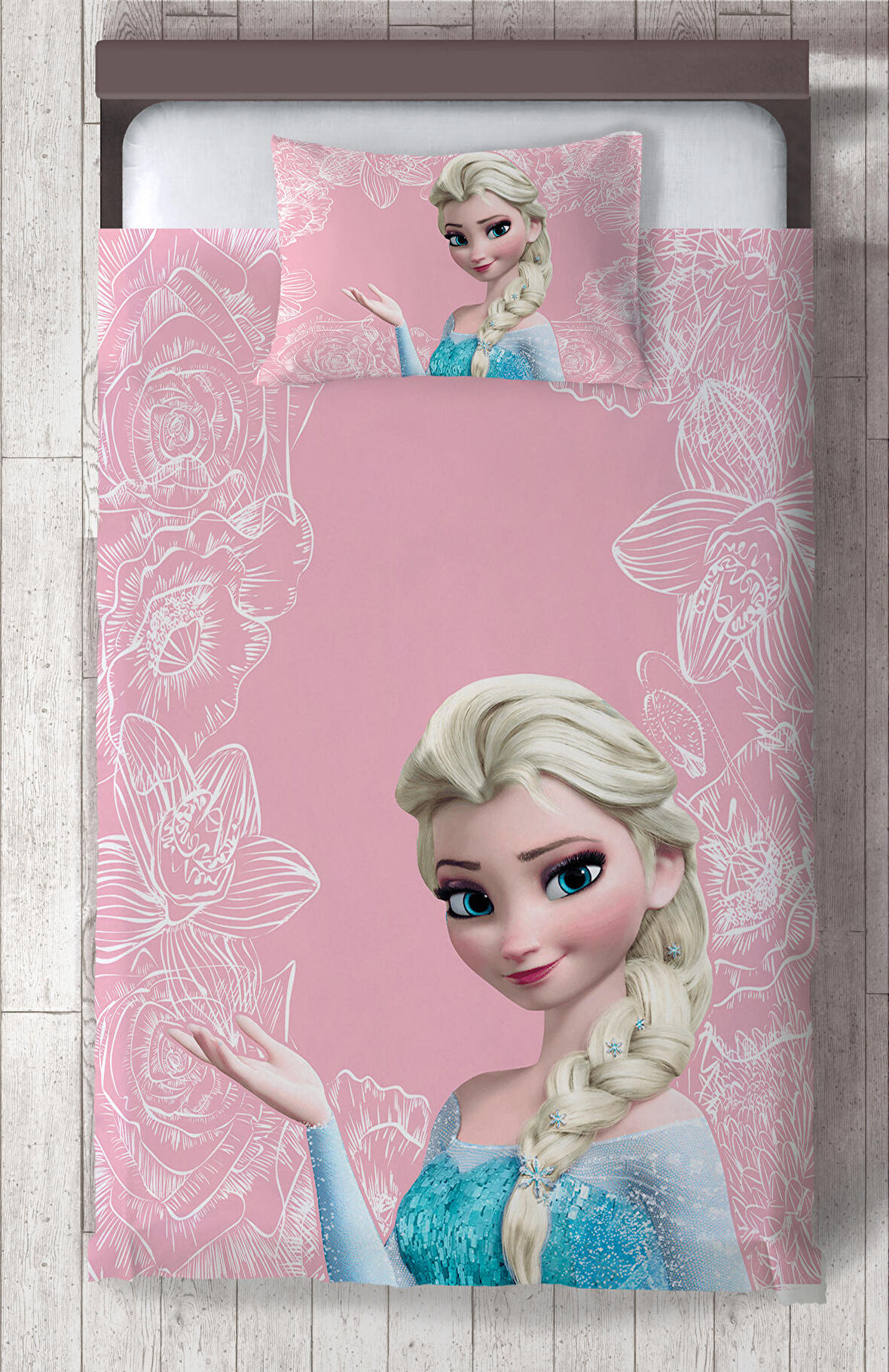 MEKTA HOME BEBEK VE ÇOCUK ODASI Motifli Elsa Desenli Pembe Yatak Örtüsü