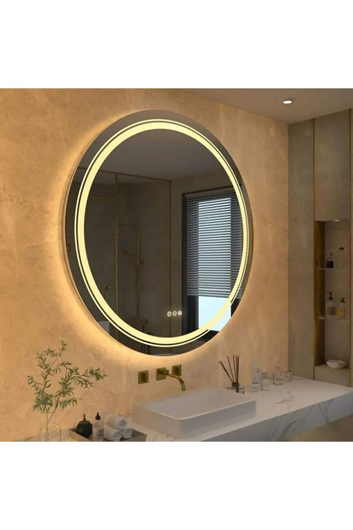 90 cm Ledli Banyo Aynası-Konsol Makyaj Aynası