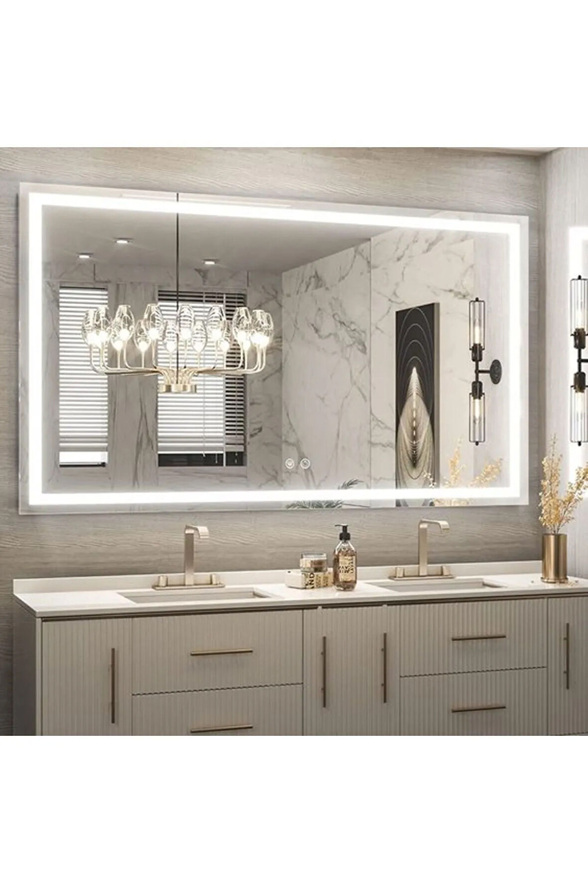 60 cm Ledli Banyo Aynası-Konsol Makyaj Aynası