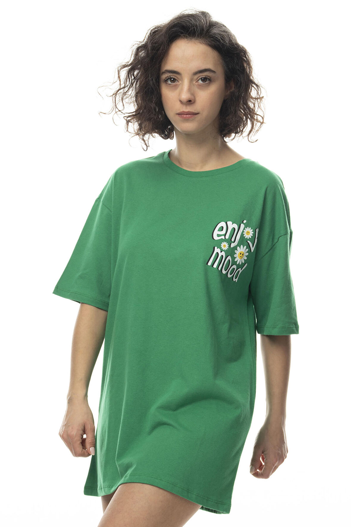 KADIN OVERSIZE ÖN-ARKA BASKILI TUNIC T-SHIRT