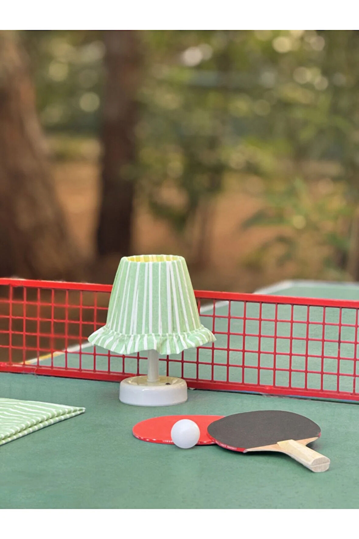 Match Point Yeşil Çizgili Kablosuz Şarjlı Masa Lambası - Alt Beyaz
