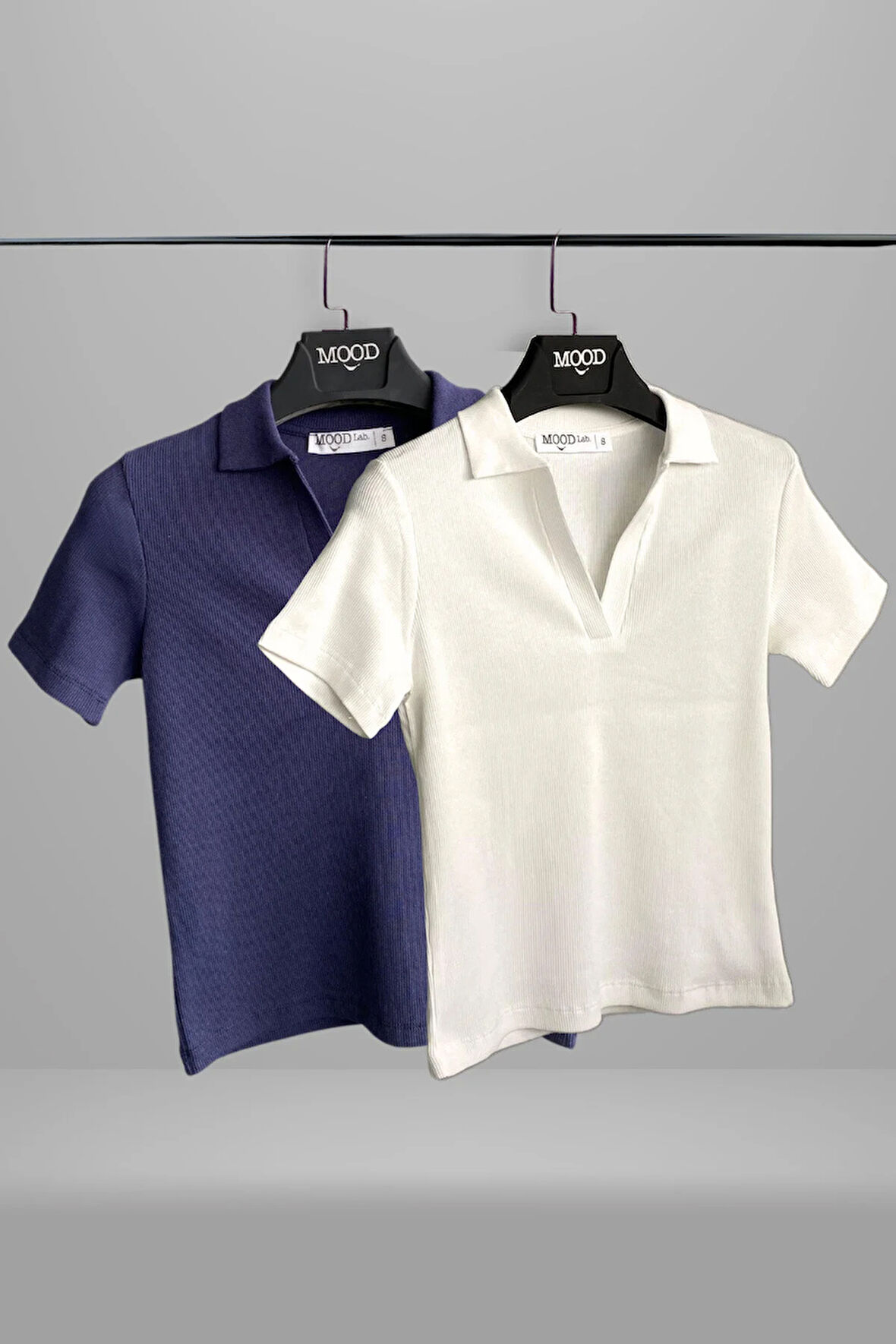 Kadın 2'li Polo Yaka Kısa Kollu Kaşkorse Tişört