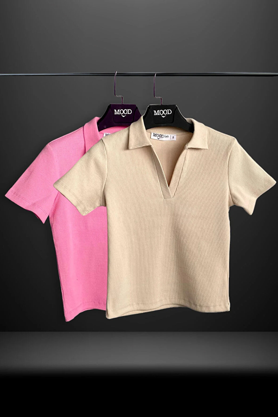 Kadın 2'li Polo Yaka Kısa Kollu Kaşkorse Tişört