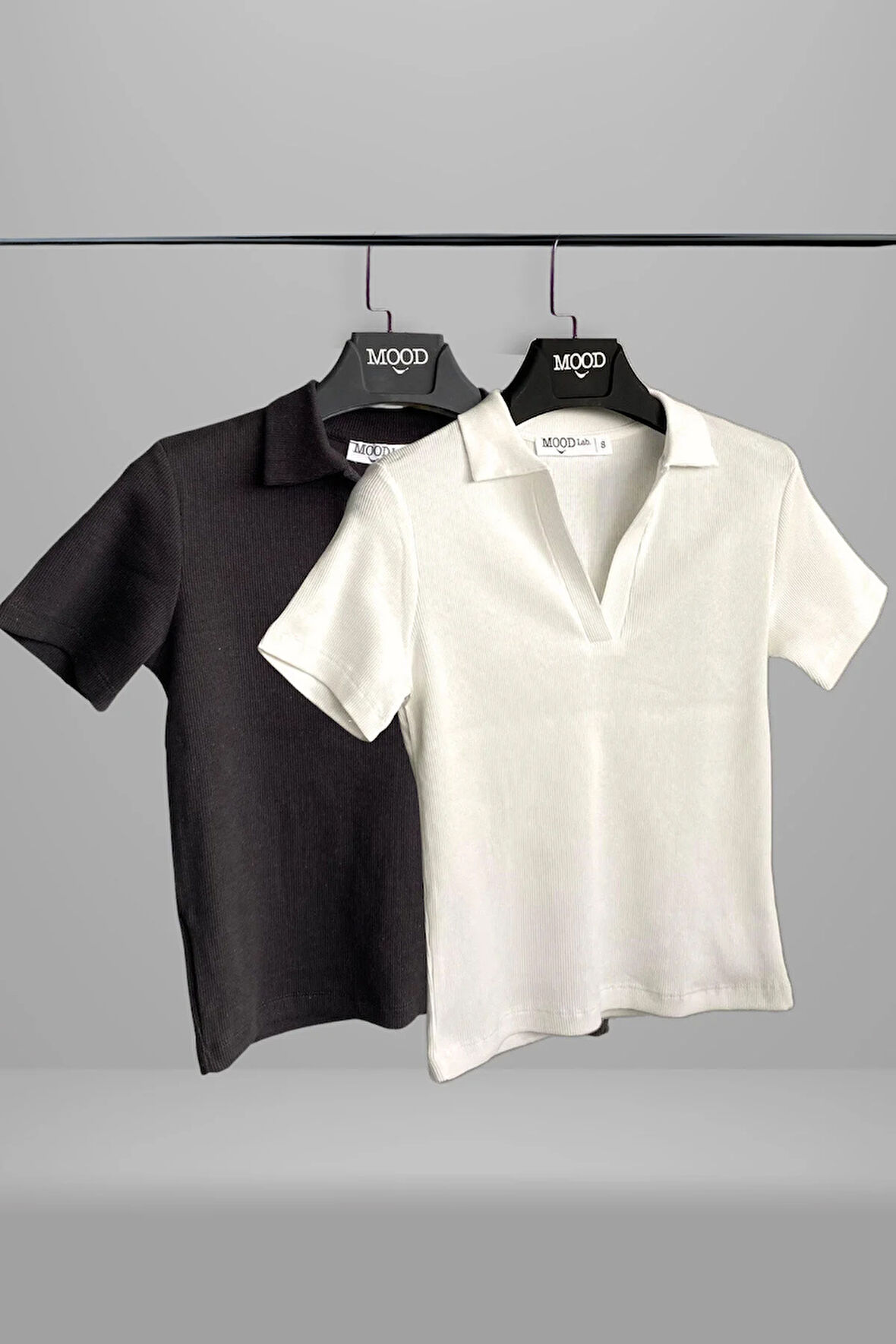 Kadın 2'li Polo Yaka Kısa Kollu Kaşkorse Tişört