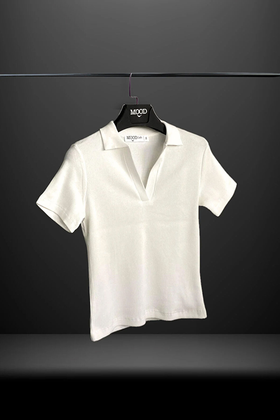 Kadın Polo Yaka Fitilli Kaşkorse Kısa Kollu Tişört