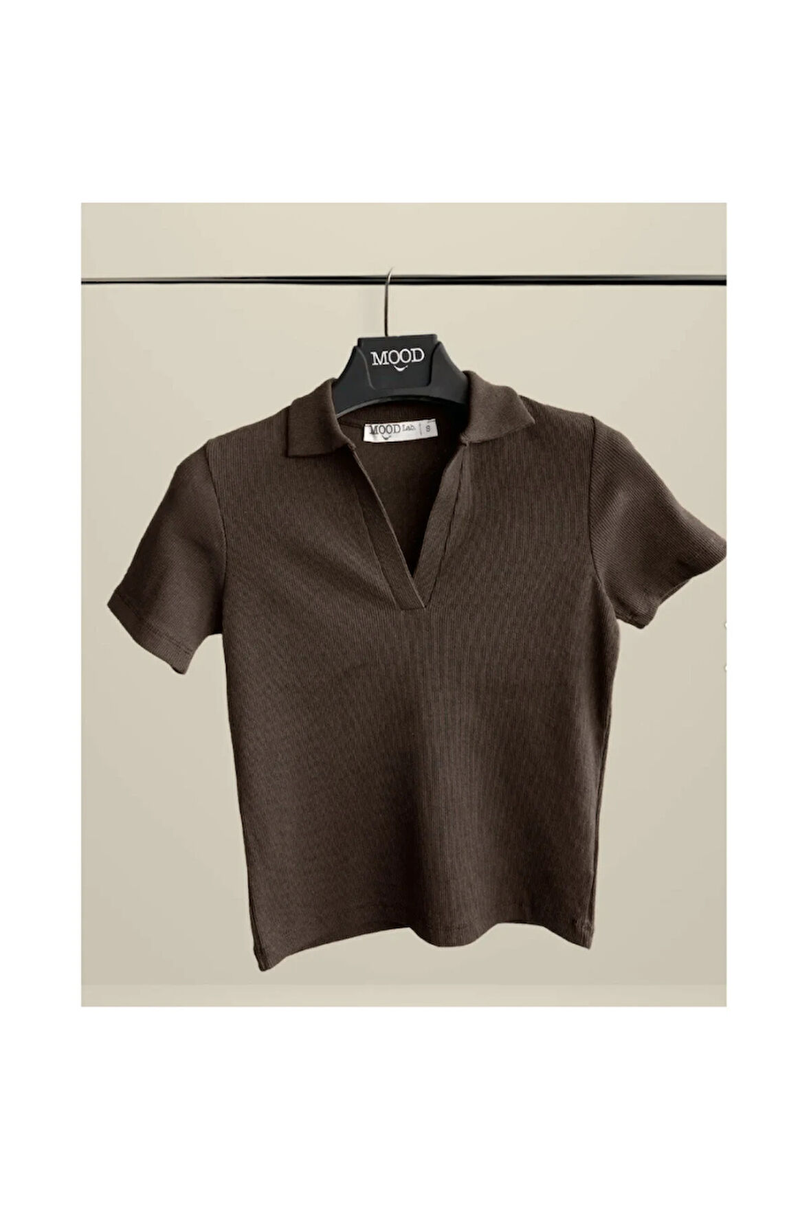 Kadın Polo Yaka Fitilli Kaşkorse Kısa Kollu Tişört