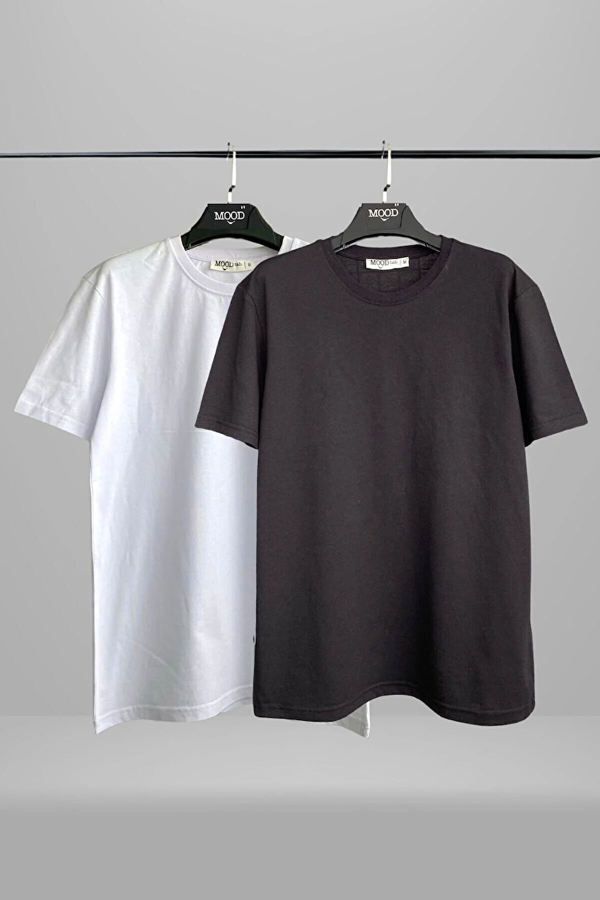 Unisex 2'li Siyah Beyaz Düz Basic Tişört %100 Pamuklu