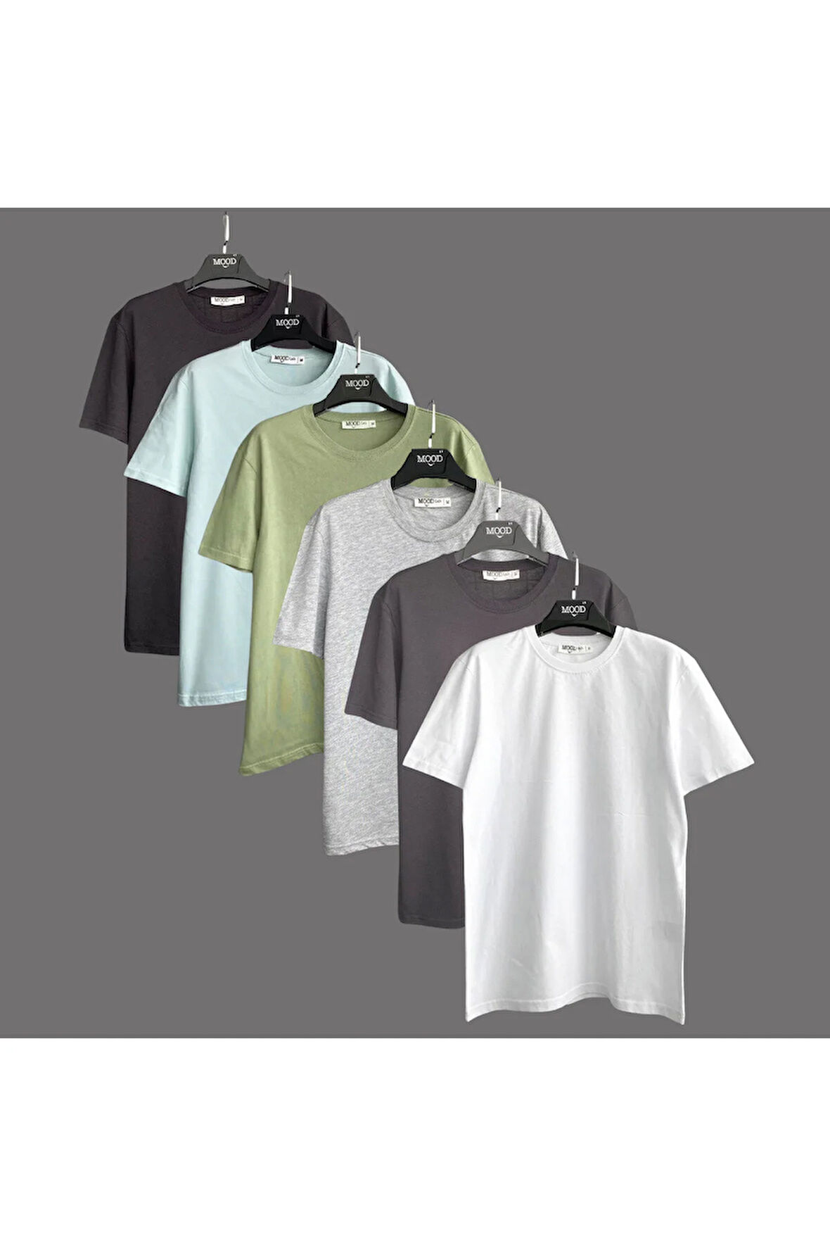 Basic Unisex Baskısız Bisiklet Yaka Pamuklu Regular Fit 6'lı Tişört Paketi