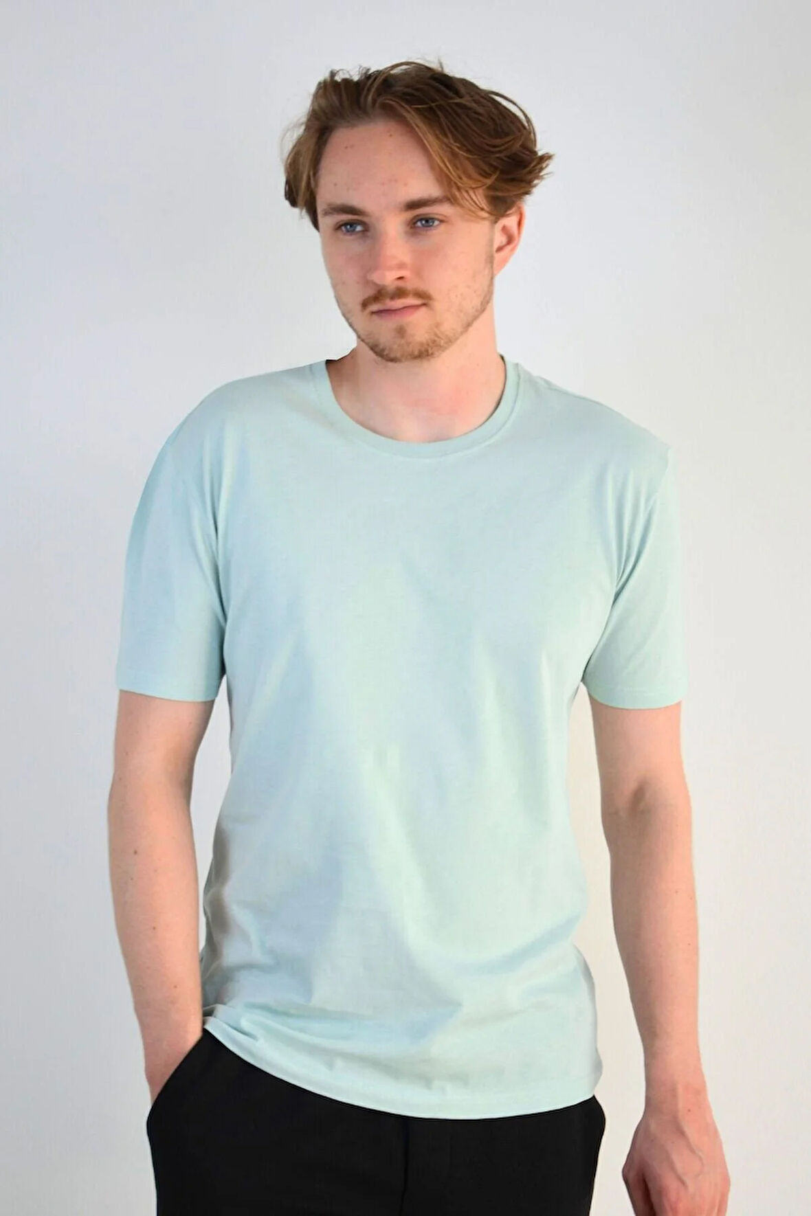 Unisex Düz %100 Pamuk Bisiklet Yaka Basic Tişört