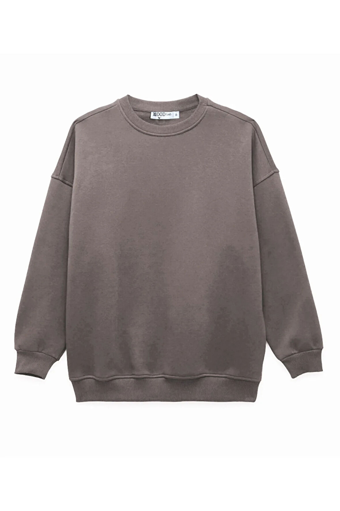 Taş Rengi Kadın Polarlı Sıcak Tutan Örme 3 Iplik Pamuk Basic Sweatshirt