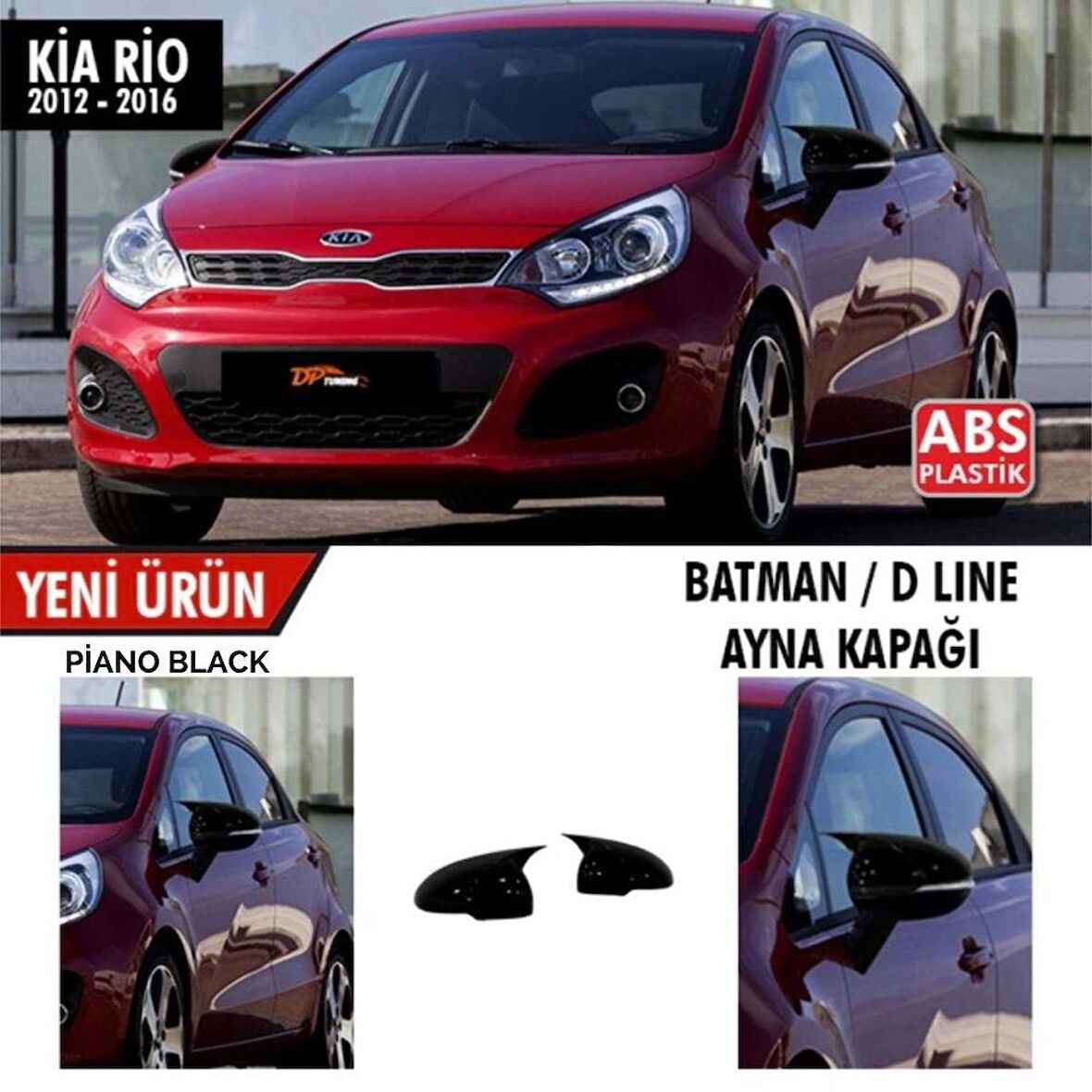 Kia Rio Batman Yarasa Ayna Kapağı Sinyalli Piano Black 2012 - 2016