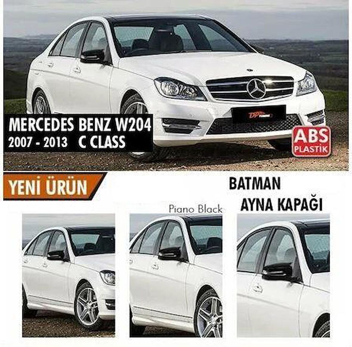 Mercedes W204 Batman Yarasa Ayna Kapağı Piano Black 2007-2014