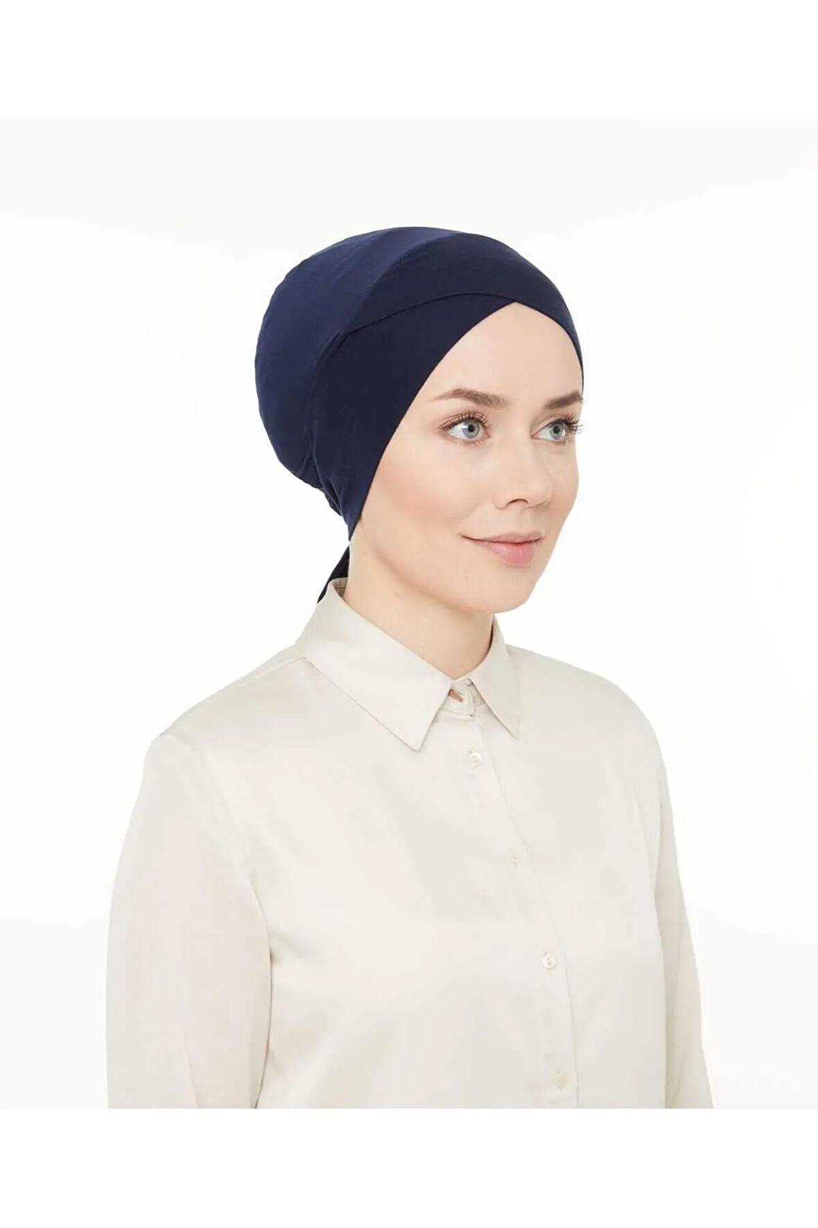 Fileli Dikişsiz Çapraz Bone Lacivert