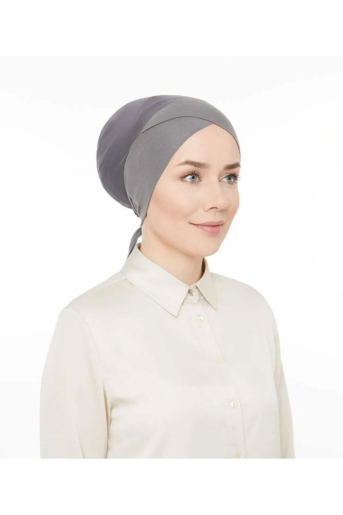 Fileli Dikişsiz Çapraz Bone Koyu Gri