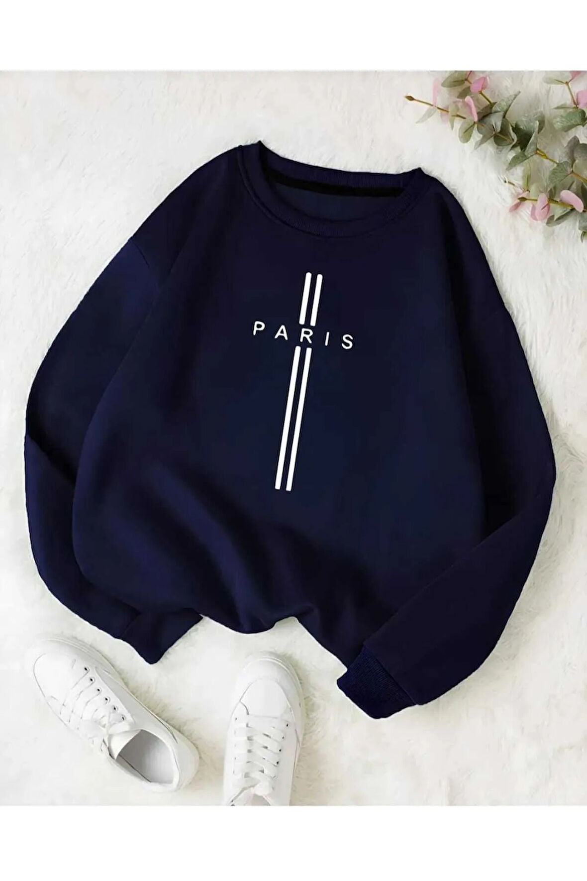 malkoçbey  paris dikey baskılı oversize unisex  swaetşhirt