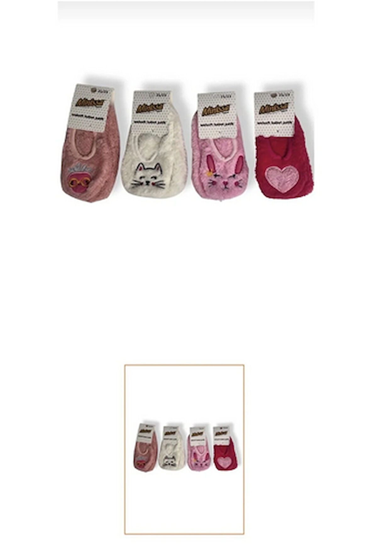 Çocuk peluş patik nakışlı FUŞYA - PEMBE