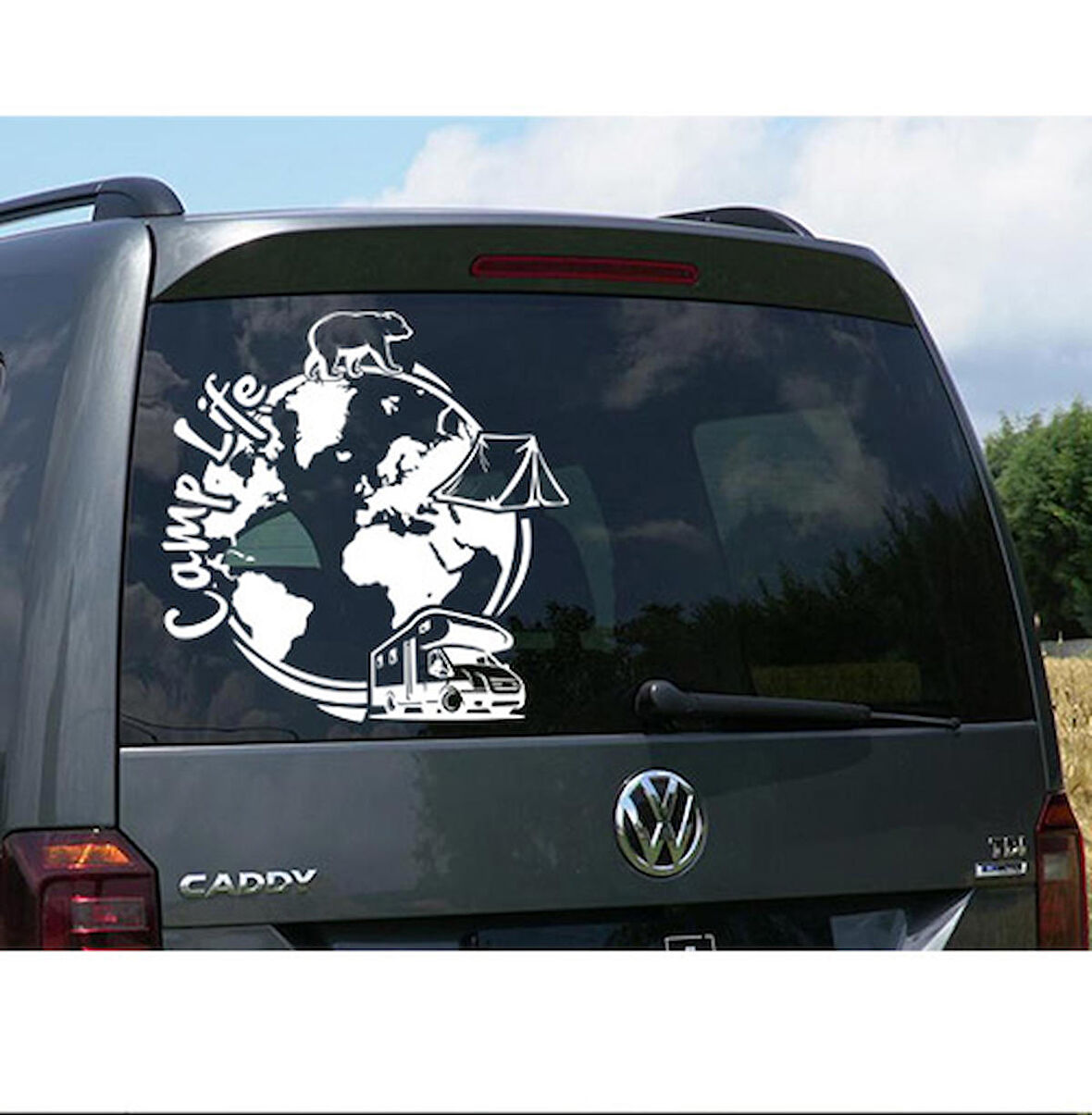 60 x 60 cm Kamp Hayatı Dünya Karavan Sticker. Off Road Çıkartmaları