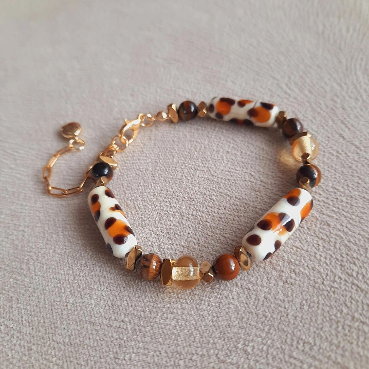 Murano Leopar Kaplan Gözü Doğal Taş Bileklik