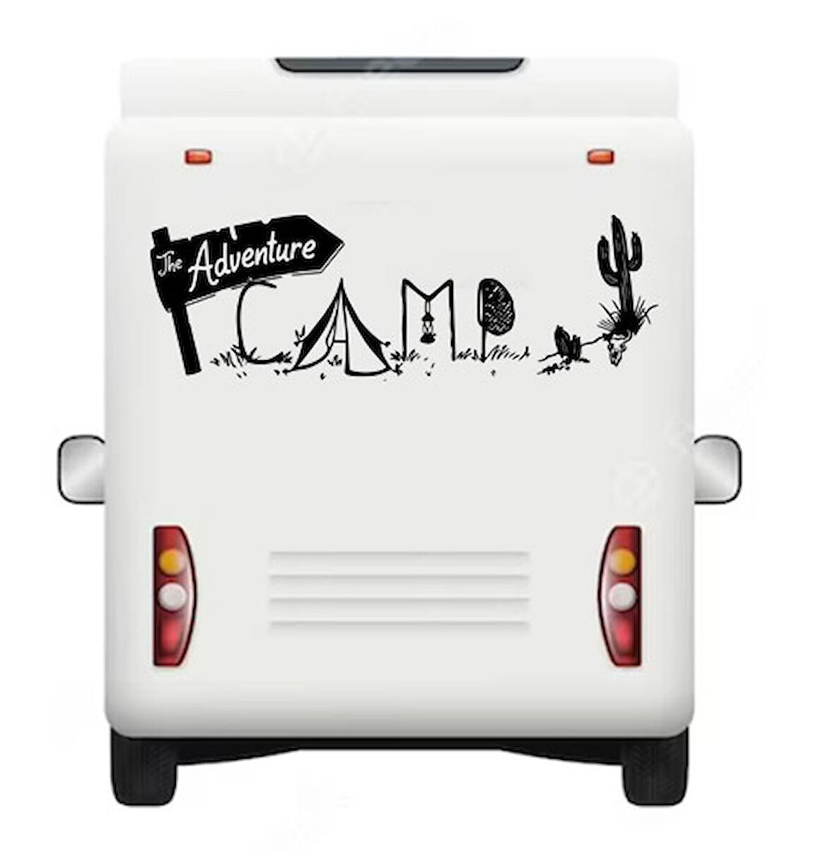 160 x 53 cm Adventure Camp Kaktüs Karavan Sticker, Karavan Çıkartmaları