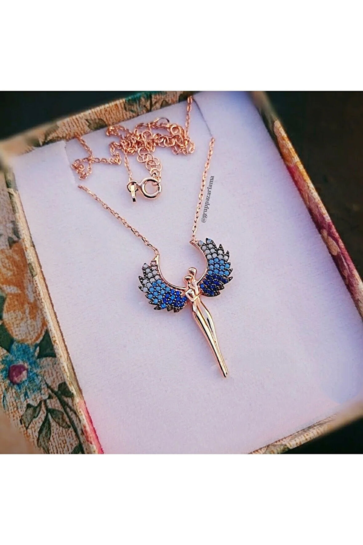 Modahilye 925 Ayar Gümüş Aşk Meleği Rozegold Renk Kolye