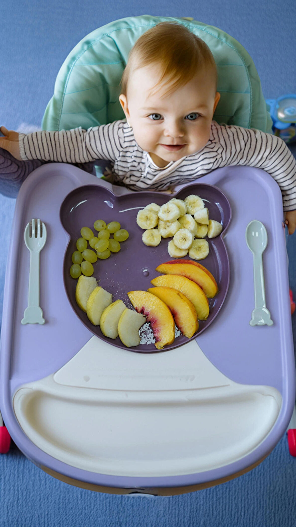 Börte Store Mor Bebek Çocuk Alıştırma, Atıştırma Mama Tabağı Çatal Kaşık