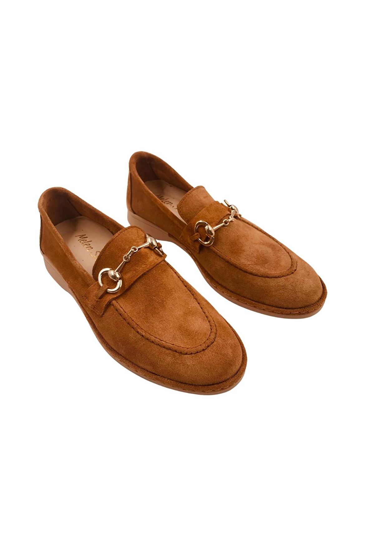 Scarpe Taba Hakiki Deri Kadın Süet Babet Ayakkabı