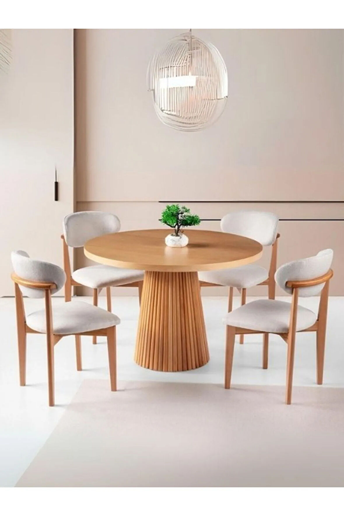 Milas Natural Ahşap Bohem Yemek Masası 120x120