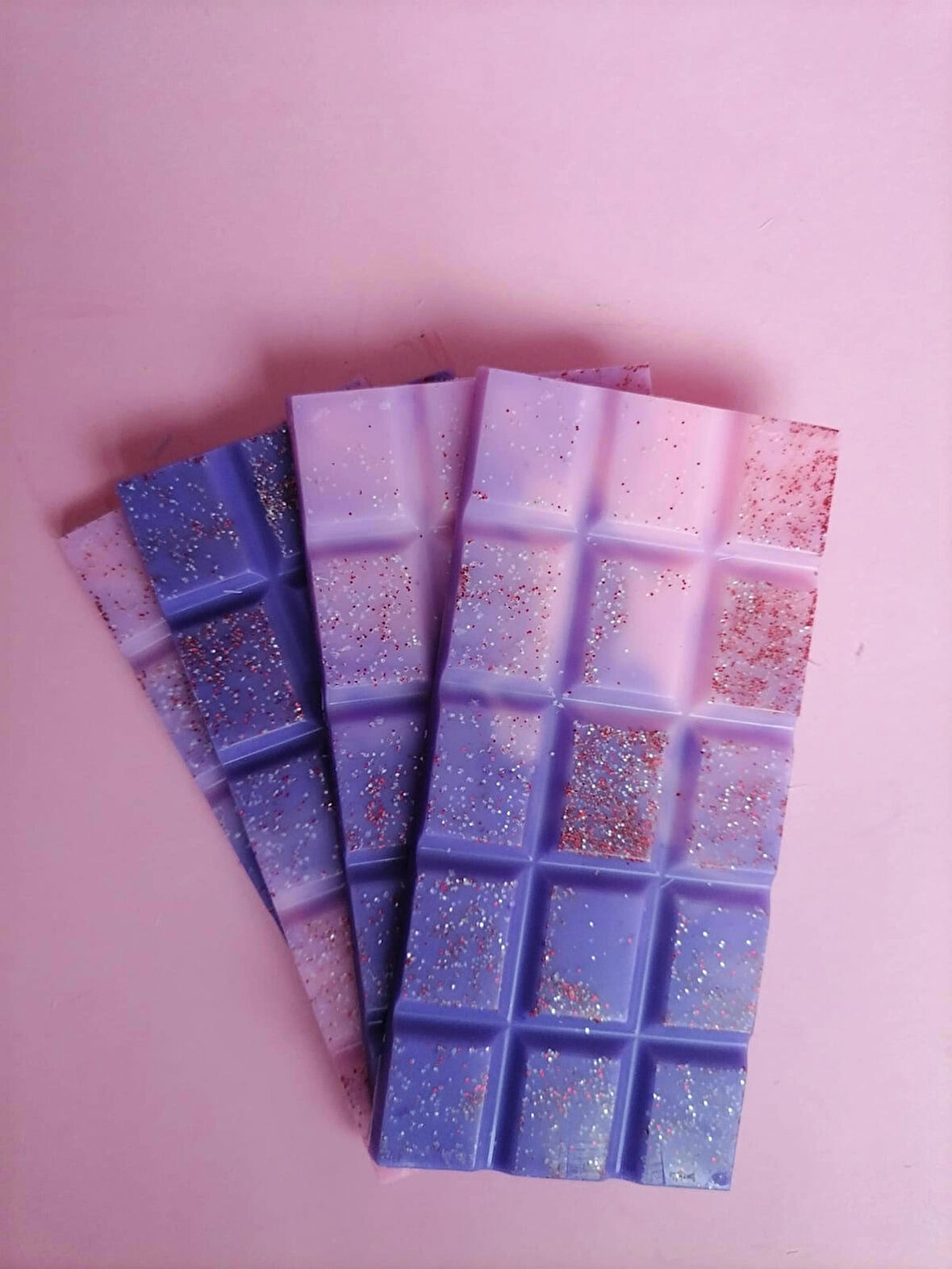 Pembe Mor Simli El Yapımı Soya Wax Tablet - Lavantalı Buhurdanlık Kokusu