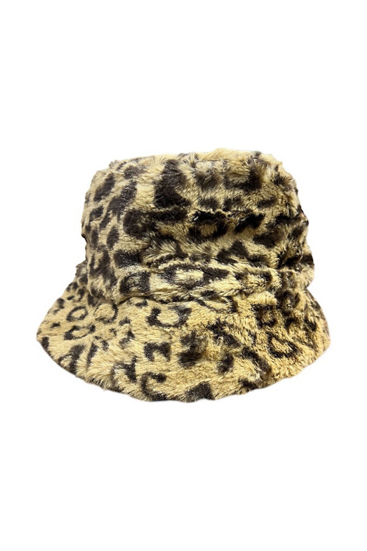 Kadın Leopar Desenli Peluş Kova Şapka, Kışlık Yumuşak Bucket Hat