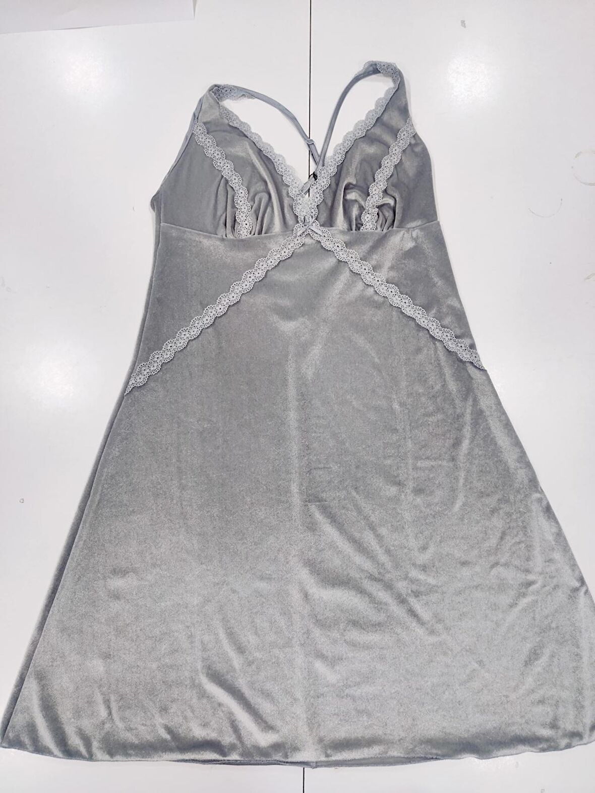 Kadın Kadife Saten Gecelik - 840 Mist