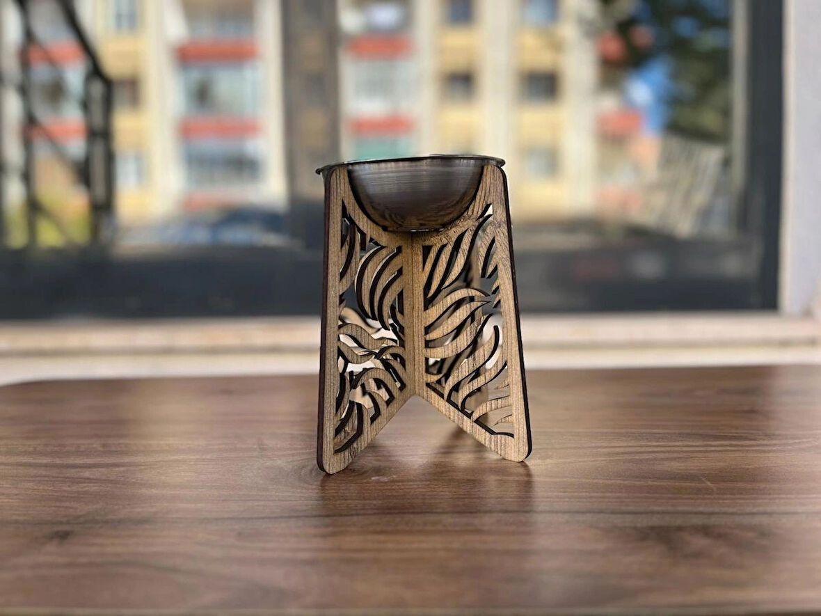 Modern Tasarımlı Ahşap Evcil Hayvan Mama Kabı Tekli