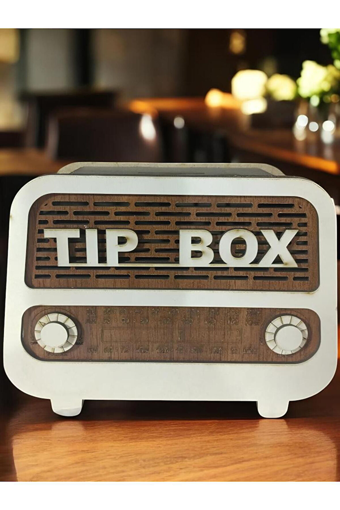 Nostaljik Hoparlör Radyo Görünümlü Ahşap Kumbara Tipbox Tip Box