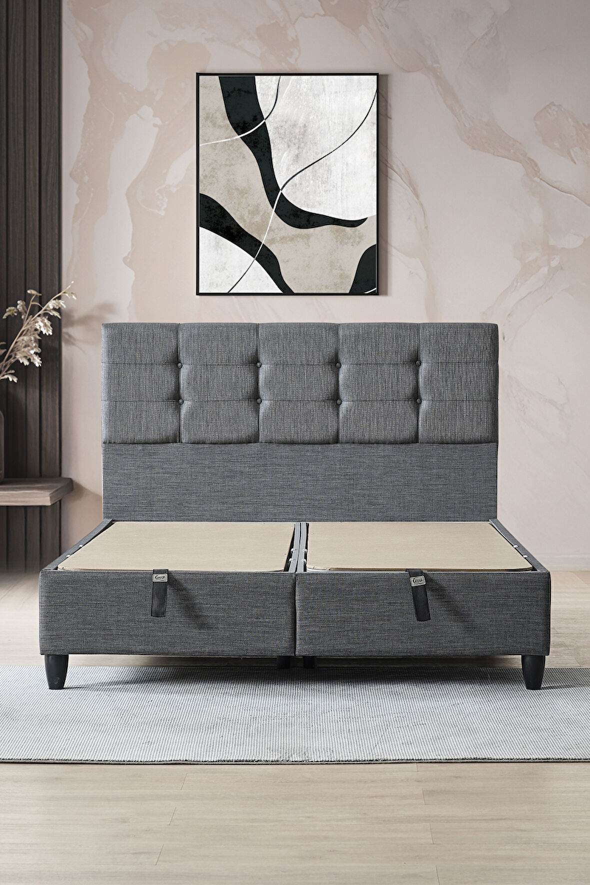 Mimoza Çift Kişilik Sandıklı Baza ve Başlık Takımı 2’li Set