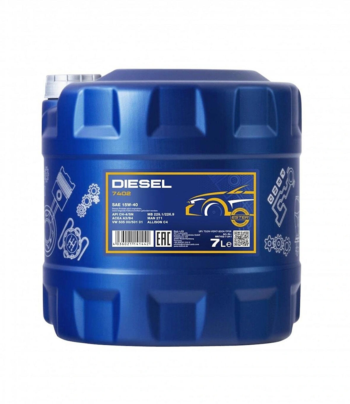 MN7402-7  DIESEL  SAE 15W-40  API CH-4/SN  ACEA A3/B4 7 L