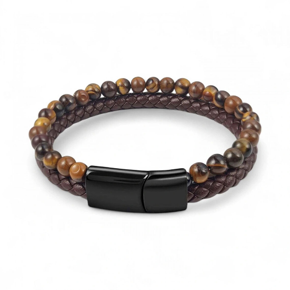 Moncuk Design Kaplan Gözü Doğaltaş Deri Erkek Bileklik 33512B7D8