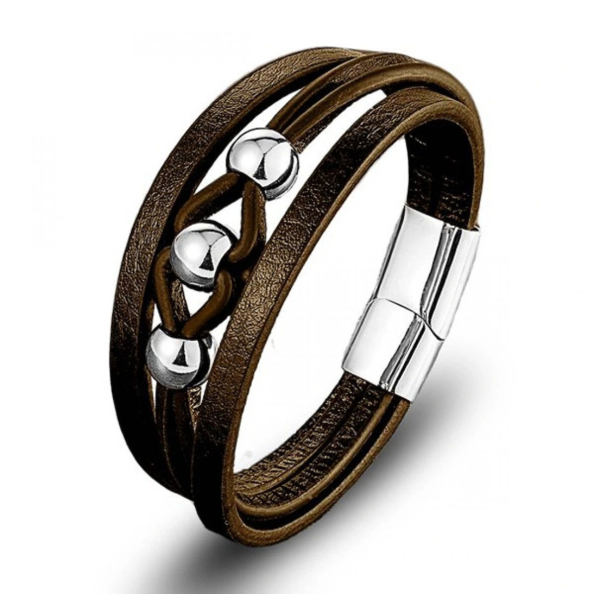 Moncuk Design Çelik Top Ve Kahve Deri Bileklik 33514B8D2