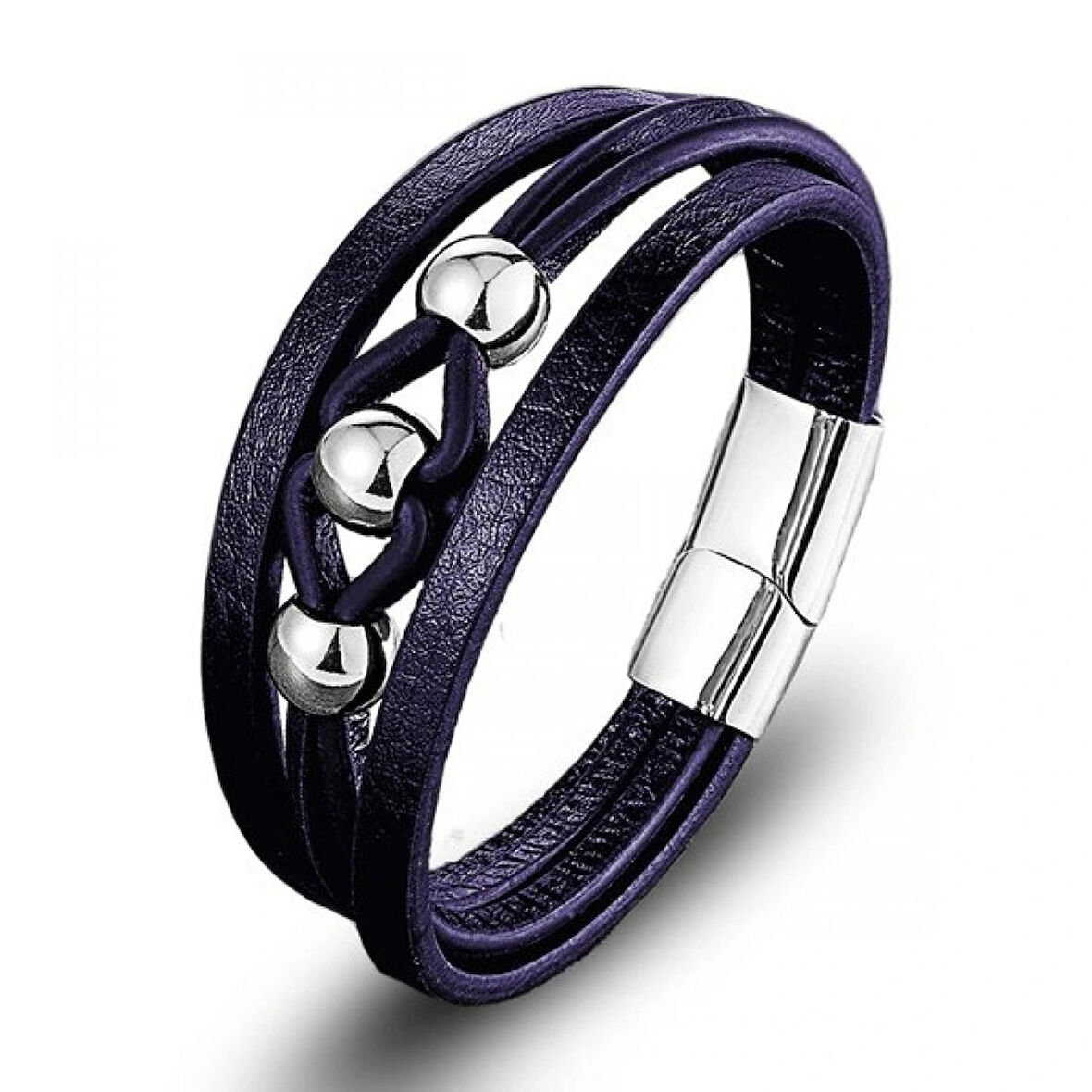 Moncuk Design Çelik Top Ve Lacivert Deri Bileklik 33514B8D3