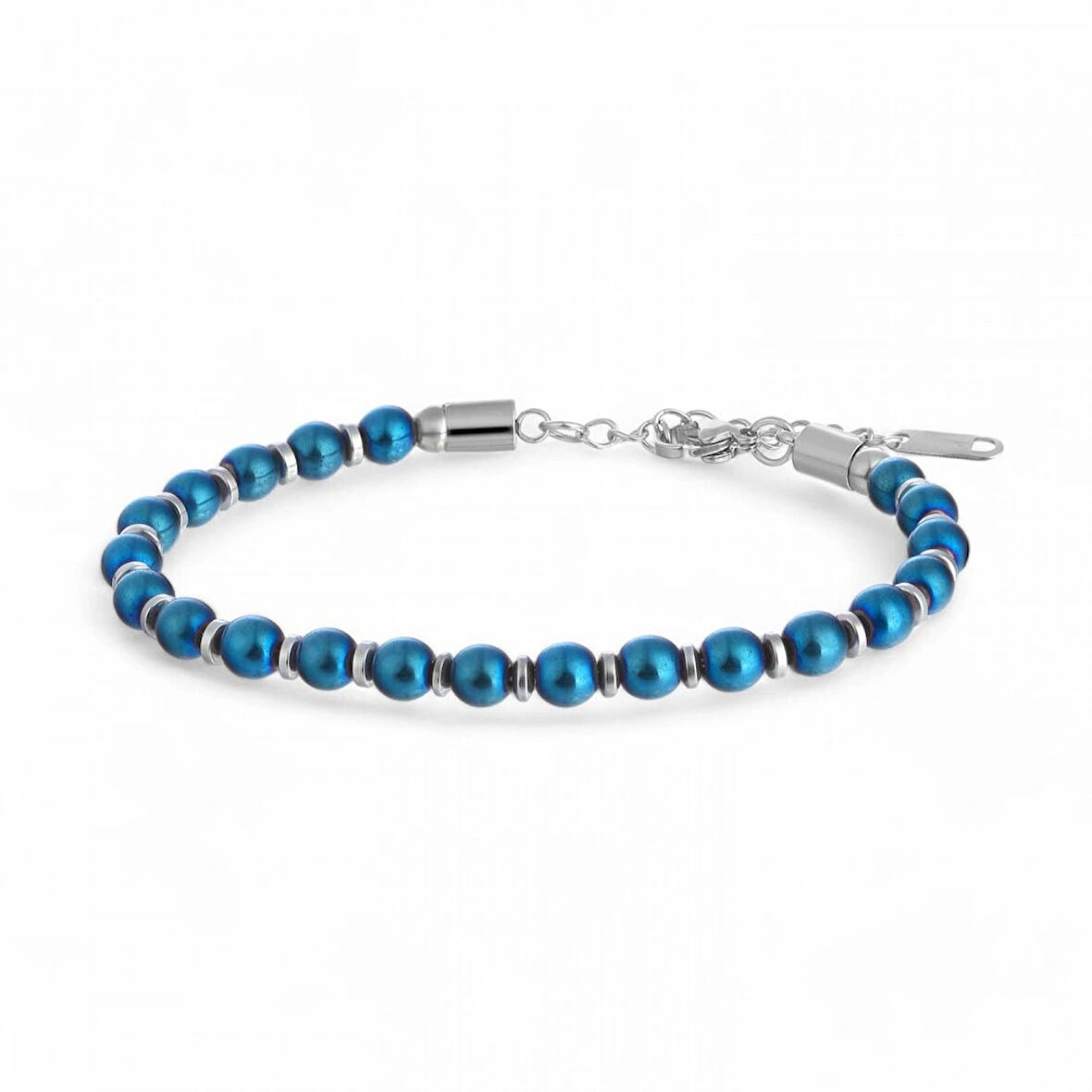 Moncuk Design Mavi Küre Hematit Doğal Taşlı Ayaranabilir Çelik Zincir Bileklik 33512B10D4