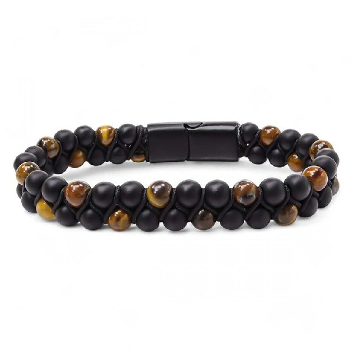 Moncuk Design Kaplan Gözü Ve Oniks Doğaltaş Ve Çelik Halatlı Erkek Bileklik 33512B18D2